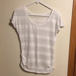 Maurices white knit dolman top with silver stripes